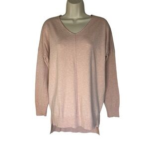 Dreamers Pink V-Neck Sweater with Relaxed Fit and Long Sleeves